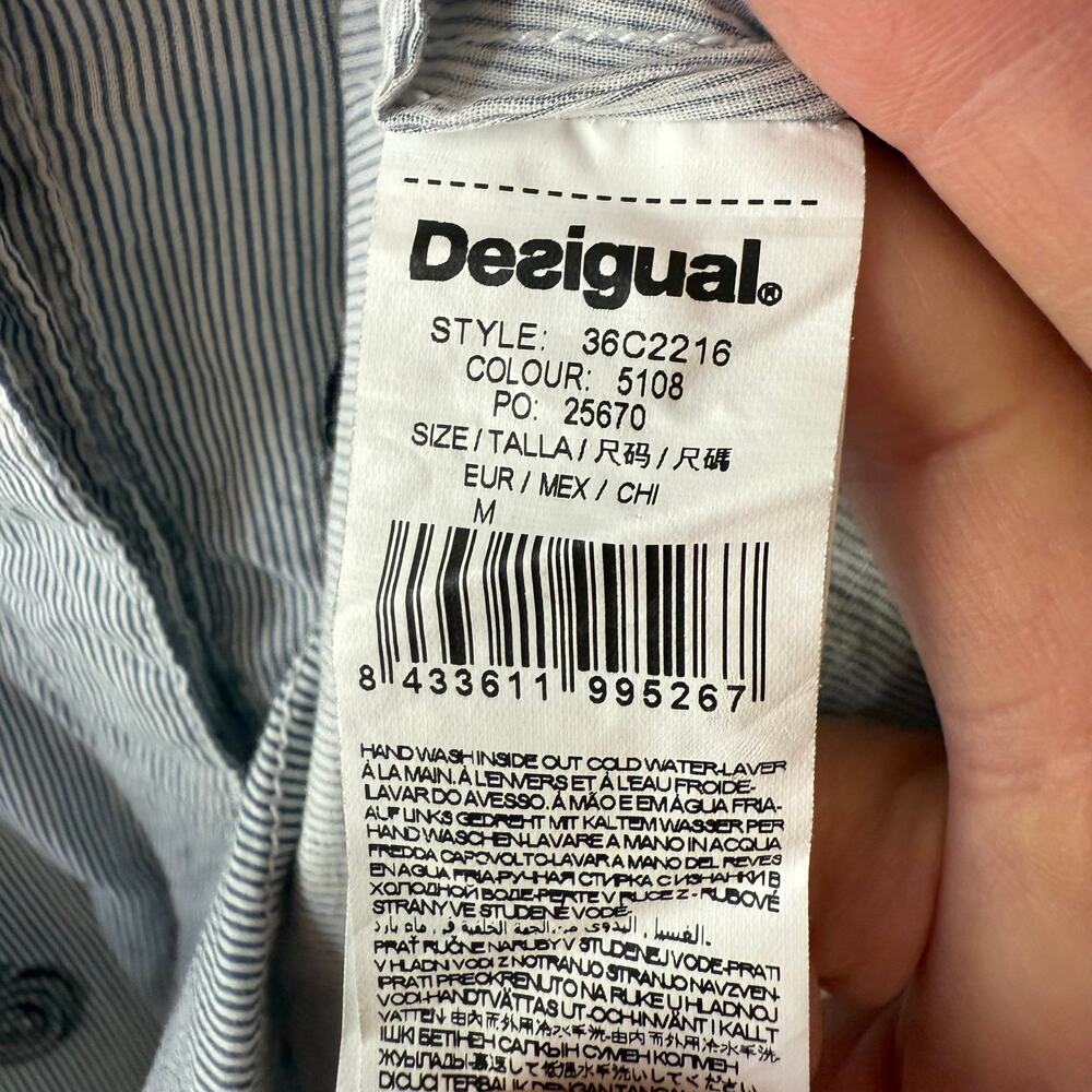 Desigual "We & You" button-down blouse  artsy long-sleeve top Size M - Picture 6 of 14